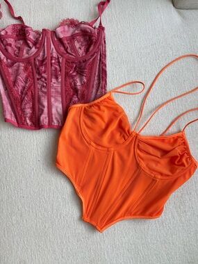 & Other Stories Bright Orange Bustier Crop Top